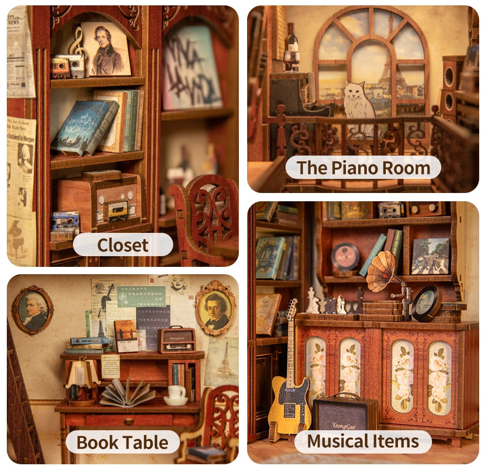 Rokr Puzzles DIY Book Nook Kit: the Secret Rhythm with Dust Cover