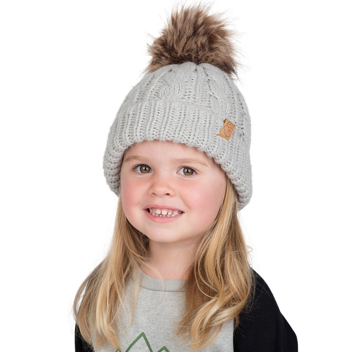 >Jan & Jul Kids & Adult Cable Knit Twinning Beanies Hat - Grey