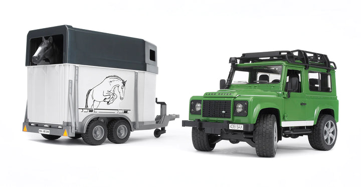 >Bruder 02592 Land Rover Station Wagon w Horse Trailer & horse