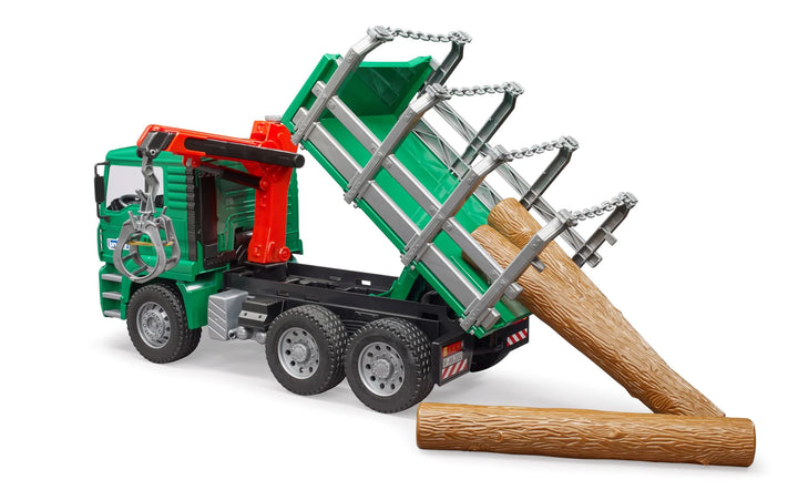 >Bruder 02769 MAN Timber Truck w/ Loading Crane and 3 Trunks