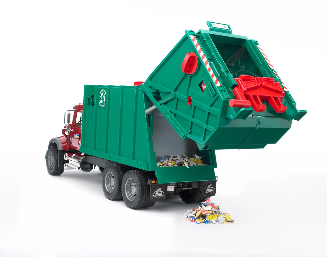 >Bruder 02812 MACK Granite Rear Loading Garbage truck 27.4 x 7.3 x 10.4 inch
