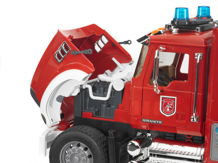 >Bruder 02821 MACK Granite Fire Engine w/ Water Pump and Light & Sound 24.8 x 7.9 x 10.4 inch