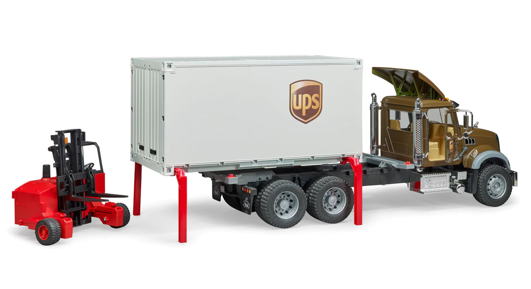 >Bruder 02828 MACK Granite UPS Logistics Truck and Forklift