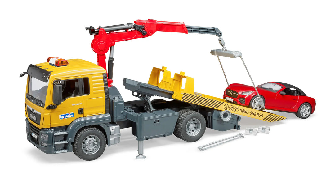 Bruder 3750 MAN TGS Tow Truck w BRUDER roadster L&S module