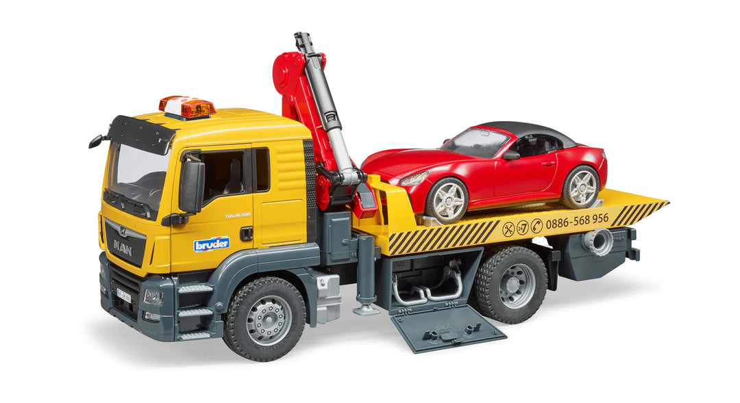 Bruder 3750 MAN TGS Tow Truck w BRUDER roadster L&S module