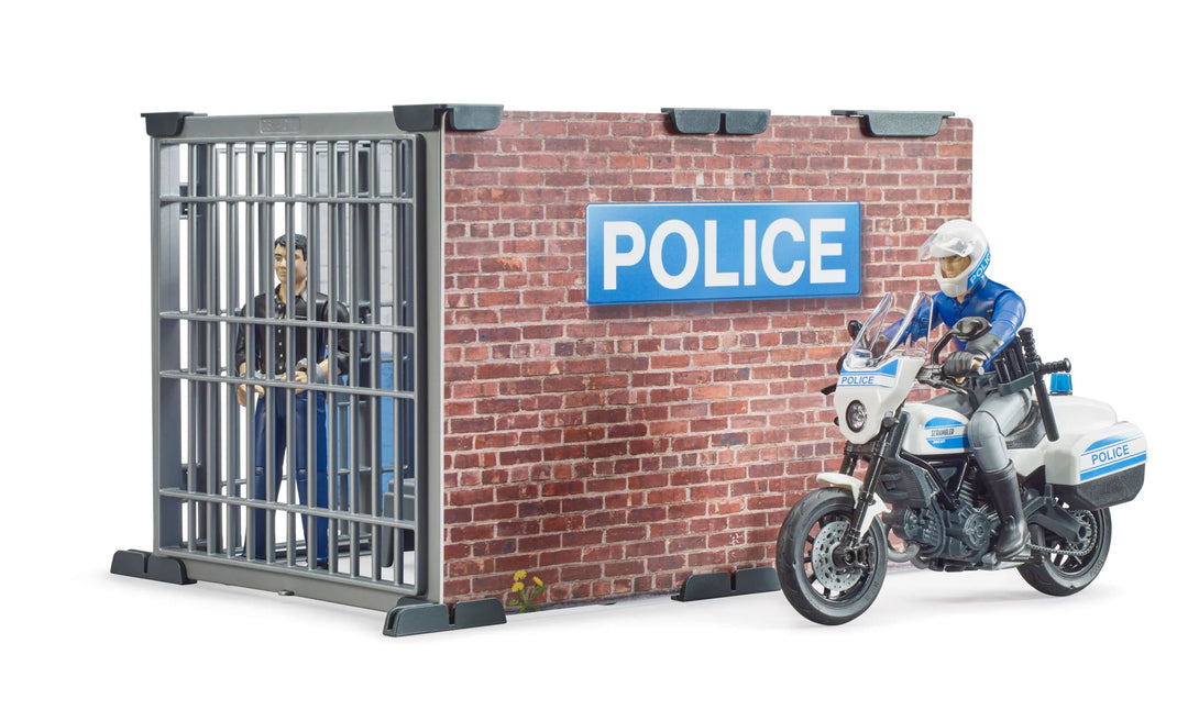 >Bruder 62732 Bworld Police Station w/ Police Motorbike