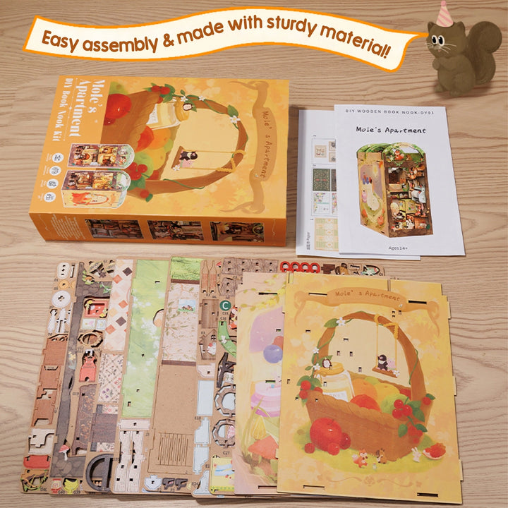 >Hands Craft DIY Book Nook Kit: Mole's Apartment with Dust Cover