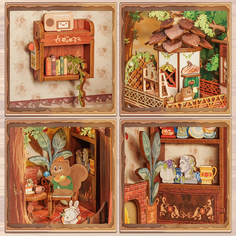 >Hands Craft DIY Book Nook Kit: Squirrel Collector with Dust Cover