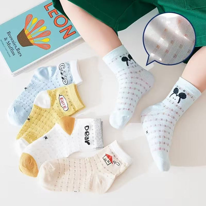 Kids Summer Socks - Blue/Yellow [10-Pair Set]