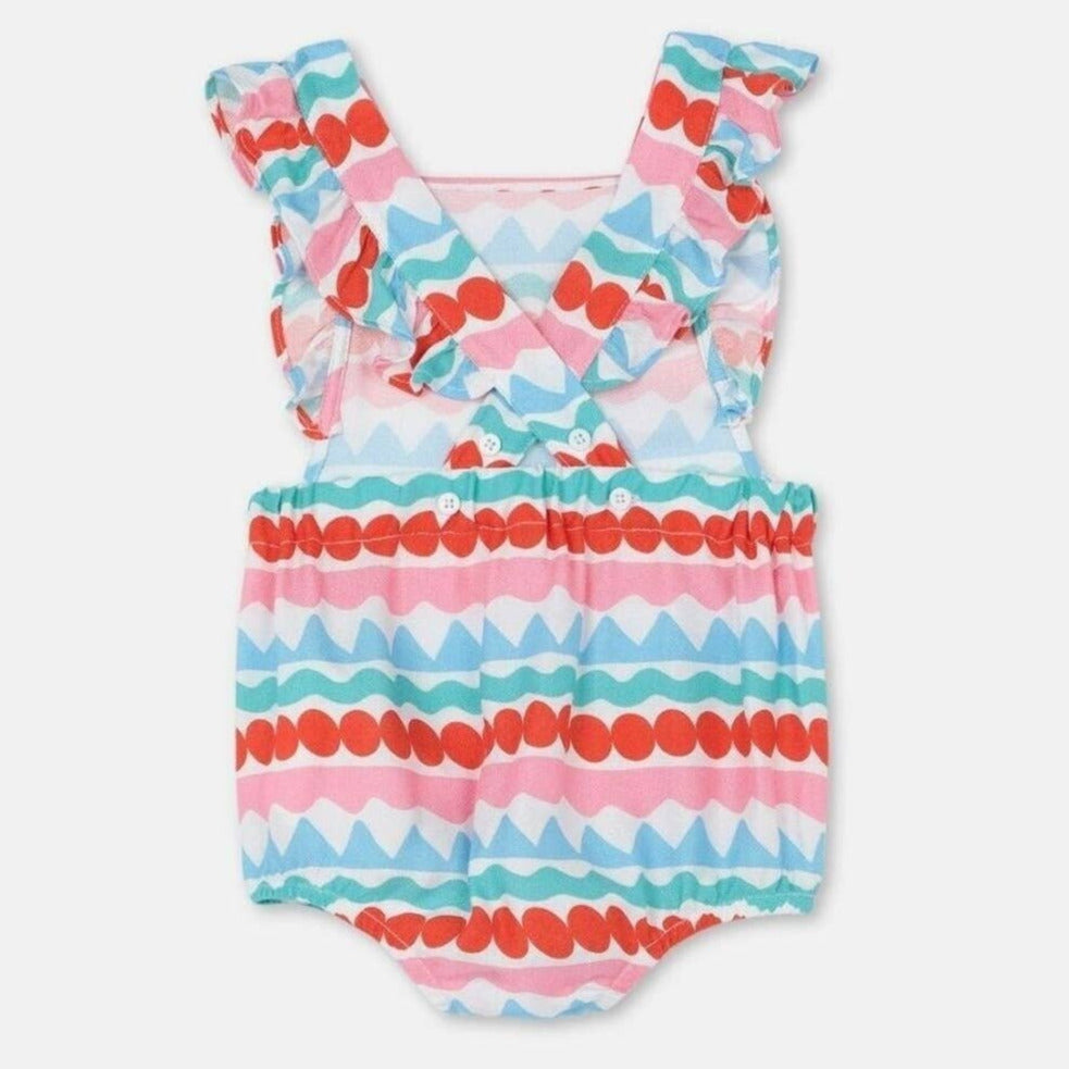 STELLA MCCARTNEY Baby Girl Ruffled Tricolor Stripes All in One Swimming Bodysuit