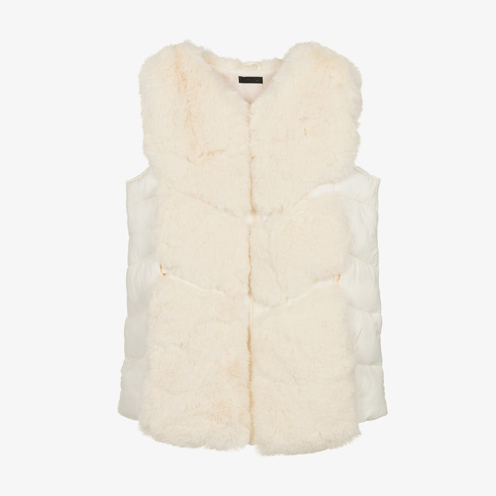 Fun & Fun Kids Girl Ivory Faux Fur Puffer Vest