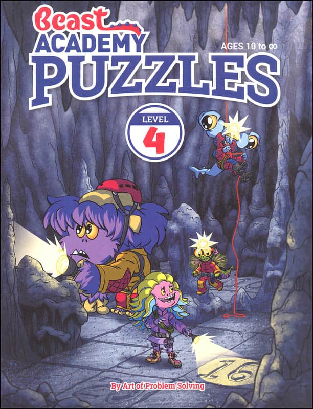 Beast Academy Level 4 Math Books - Ages 9-12 with FREE Puzzles Book
