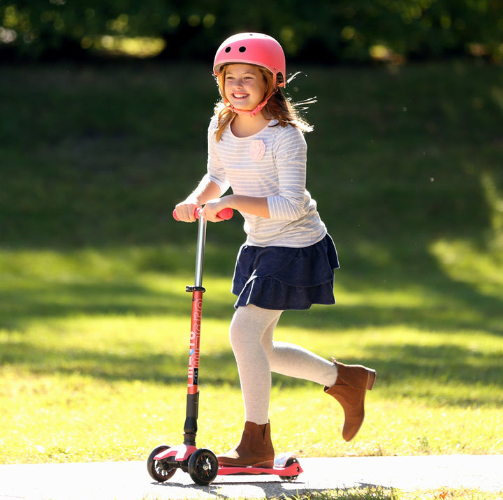 Micro Kids Maxi Deluxe Foldable LED Scooter - Navy Blue [Age 5-12]