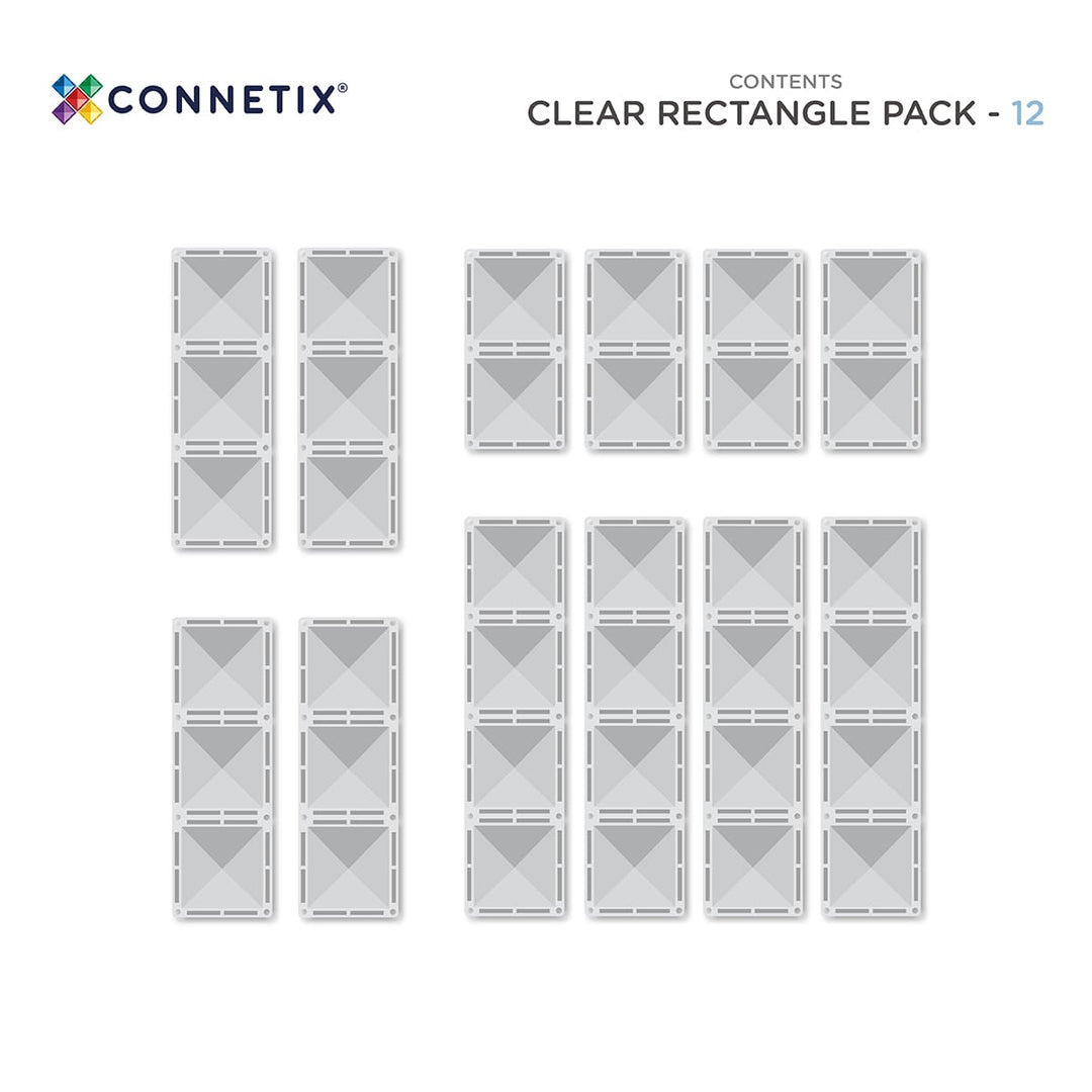 >CONNETIX Clear Tiles - 12 Pieces Rectangle Pack