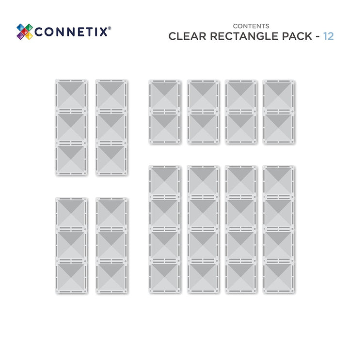 >CONNETIX Clear Tiles - 12 Pieces Rectangle Pack