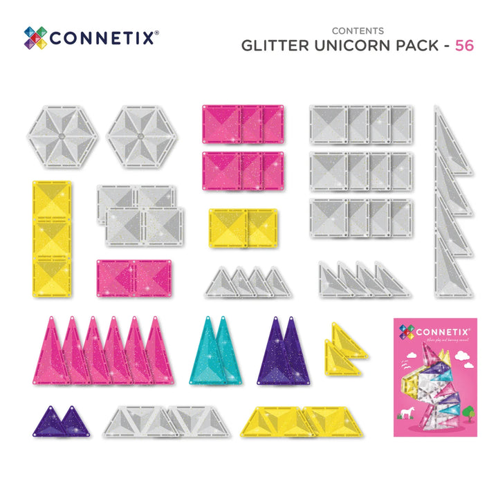 >CONNETIX Glitter Tiles - 56 Pieces Unicorn Pack