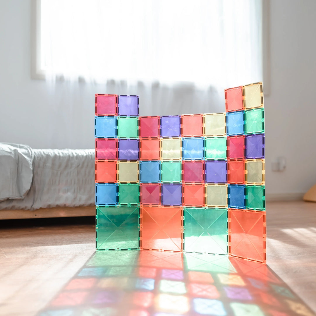 >CONNETIX Rainbow Tiles - 40 Pieces Rainbow Square Pack