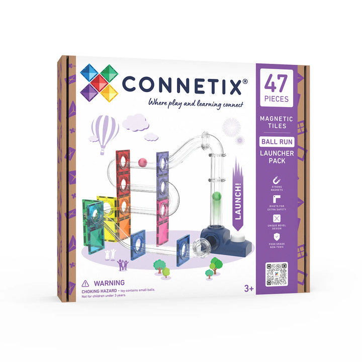 >CONNETIX Bright Tiles - 47 Pieces Ball Run Launcher Pack