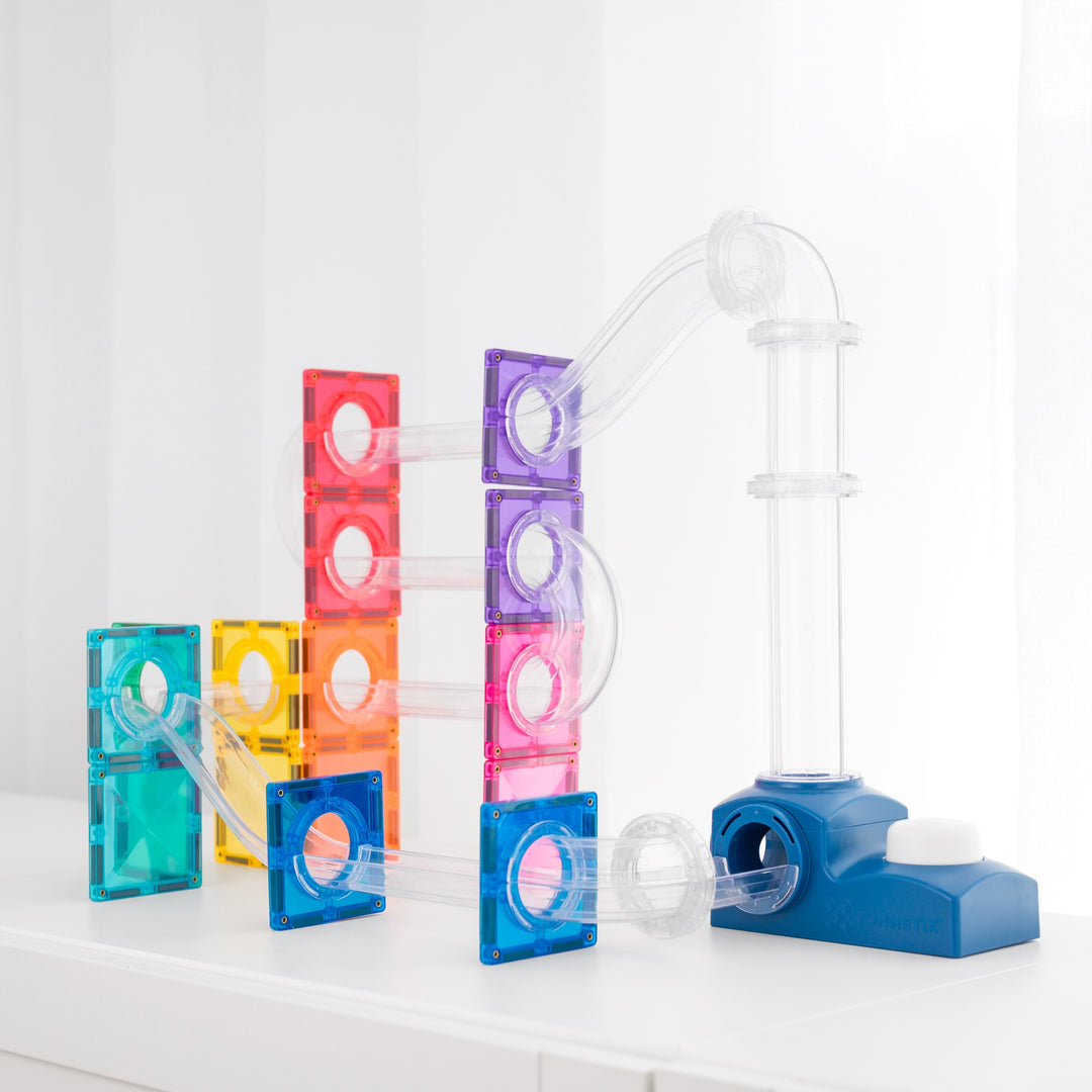>CONNETIX Bright Tiles - 47 Pieces Ball Run Launcher Pack