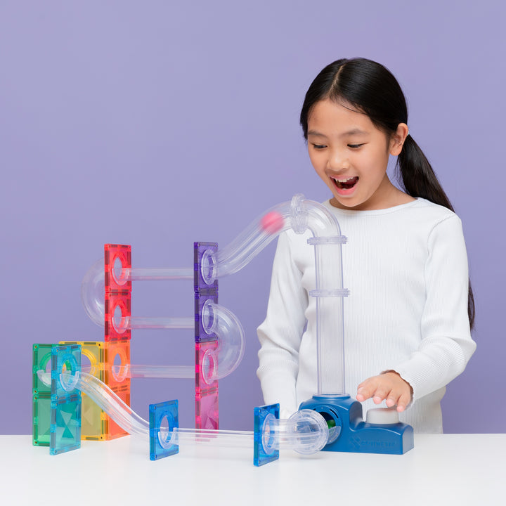 >CONNETIX Bright Tiles - 47 Pieces Ball Run Launcher Pack