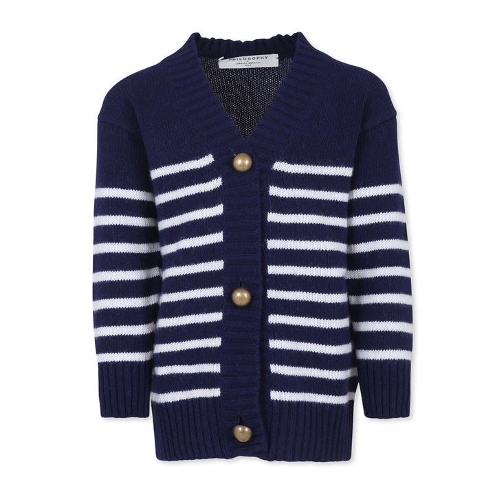 Philosophy Di Lorenzo Serafade Kids V-Neck Striped Cardigan - 6Y