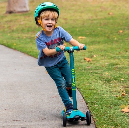 Micro Kids Maxi Deluxe Foldable LED Scooter - Navy Blue [Age 5-12]