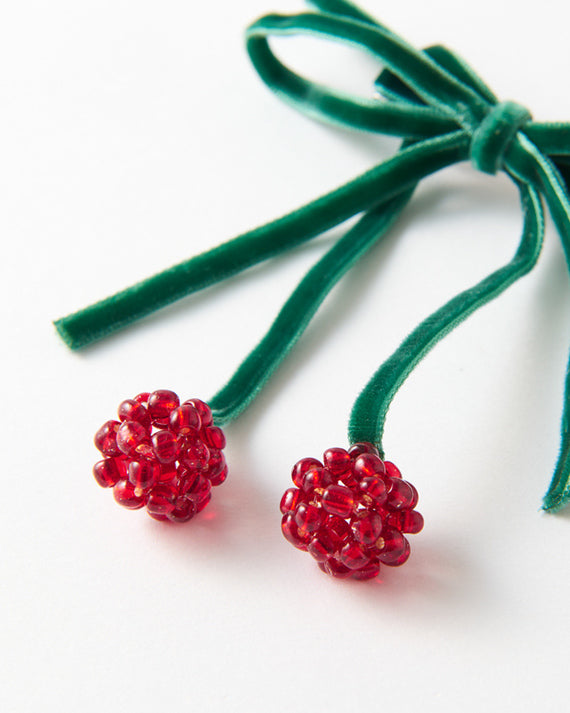 Konges Sloejd Cherry Bow Hair Clips - Smoke Pine 2-Pack
