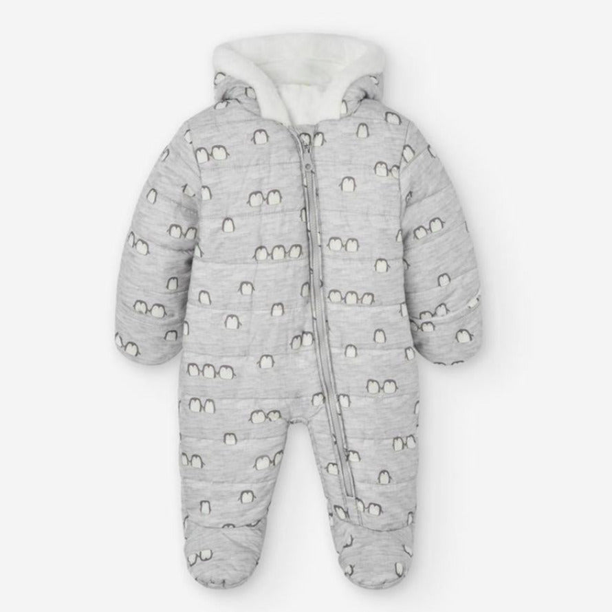 Losan Kids PENGUIN Allover Ecru Winter Jumpsuit - Newborn