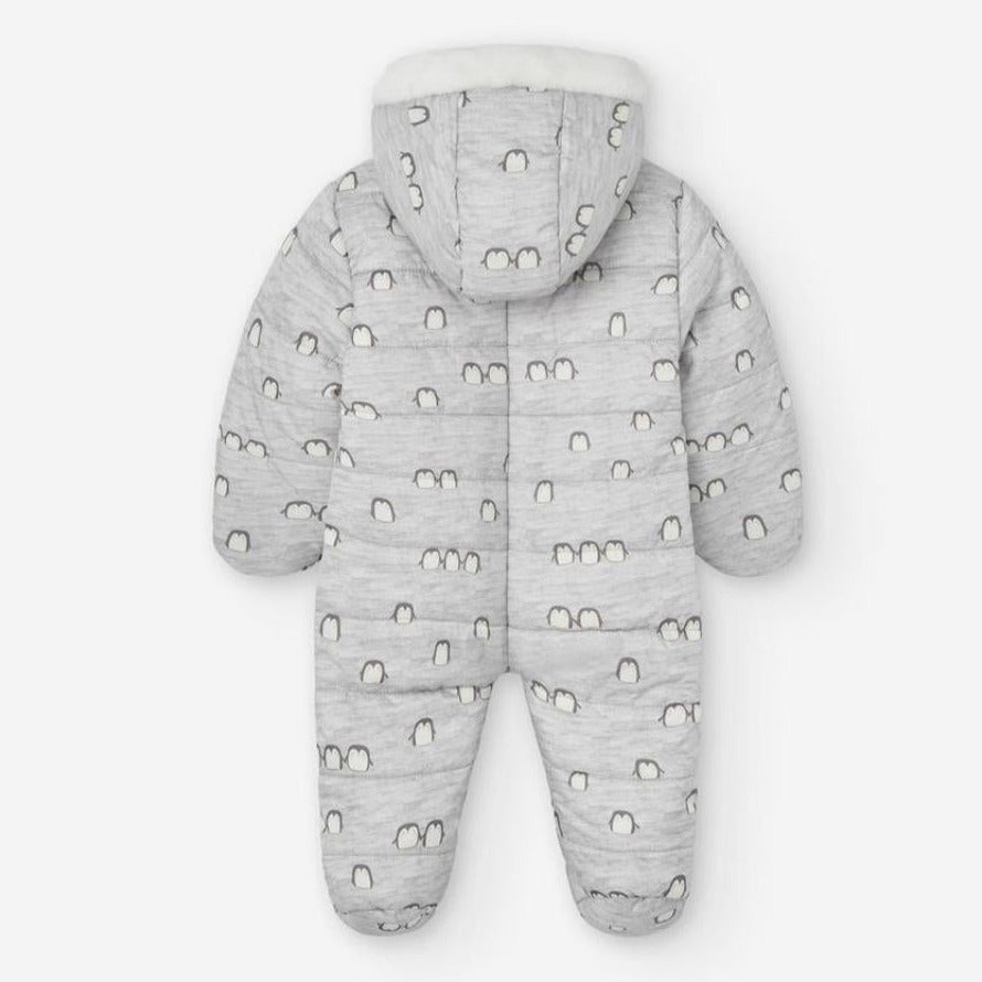 Losan Kids PENGUIN Allover Ecru Winter Jumpsuit - Newborn