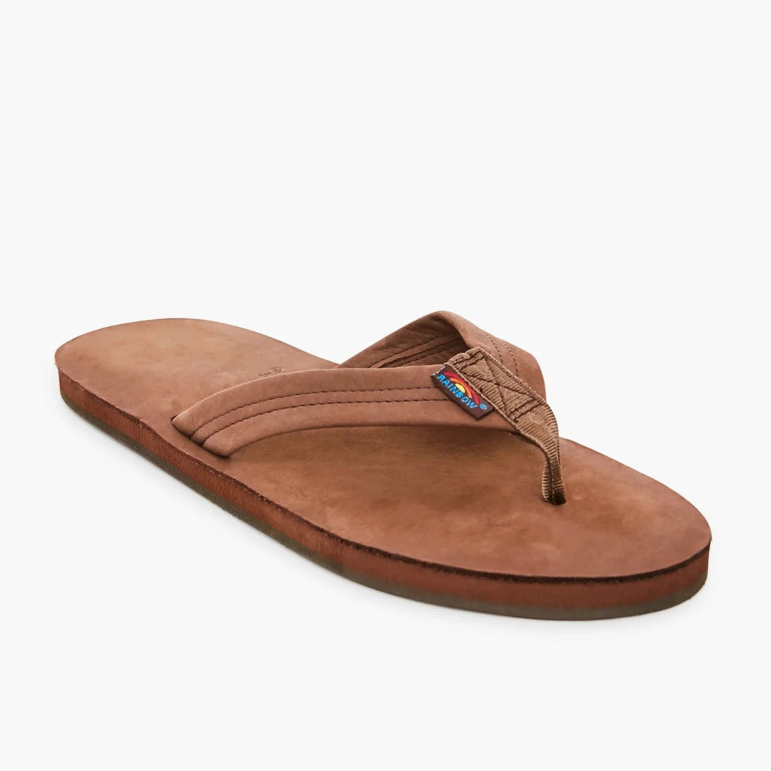 Rainbow Men's Premium Leather Flip-Flops Sandals - Expresso