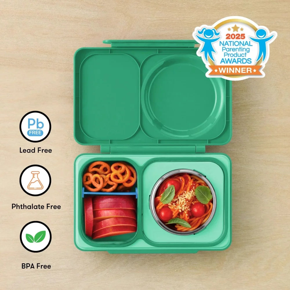 >OmieBox UP Lunch Box with Fork, Spoon + Pod Set - Jade Green 9Y+