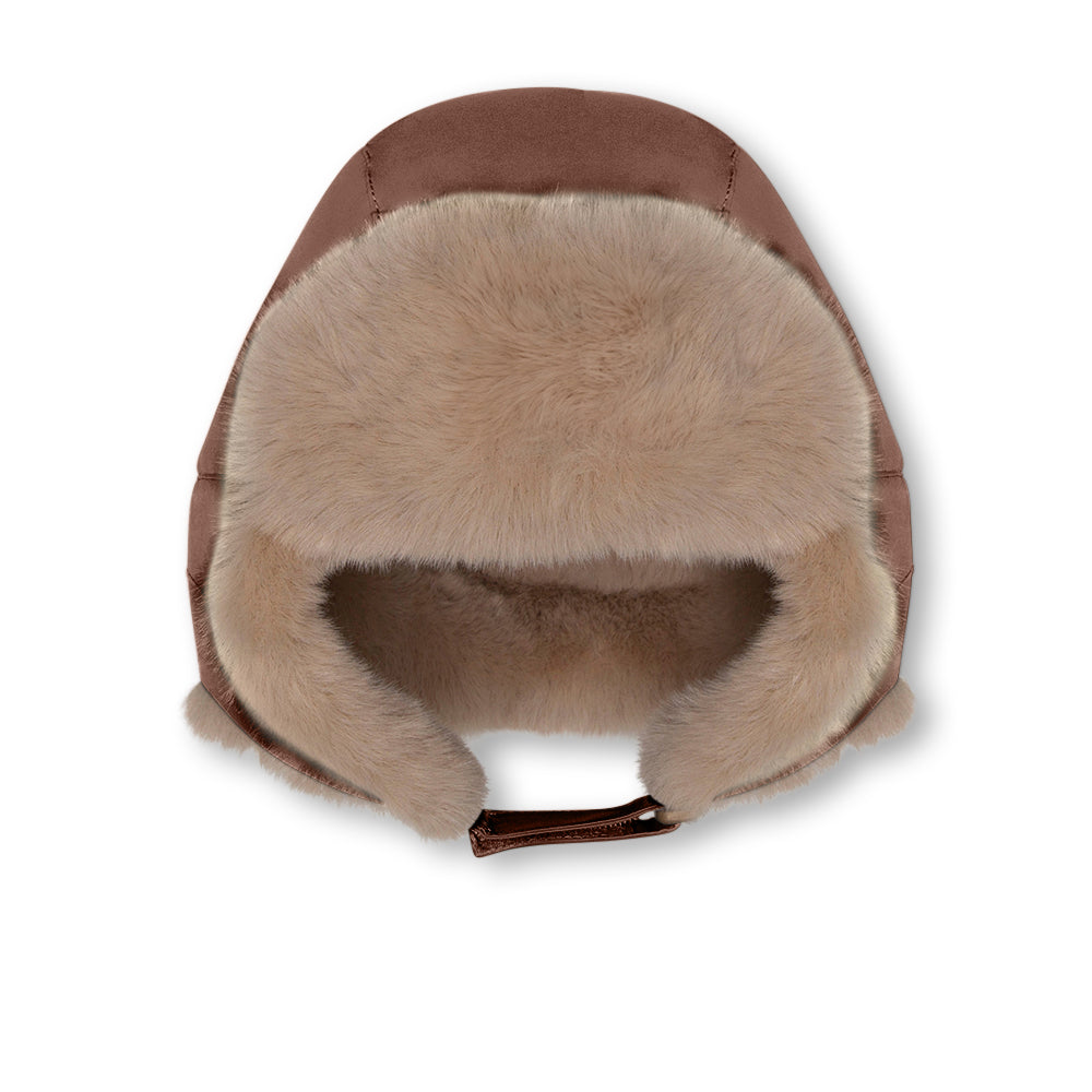 >MINI A TURE Kids CRISTER Teddy Lined Winter Hood - Chestnut Brown