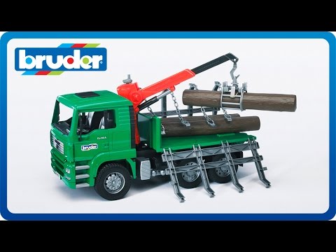 >Bruder 02769 MAN Timber Truck w/ Loading Crane and 3 Trunks