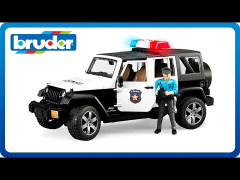 >Bruder 02526 Jeep Rubicon Police car with Light skin Policeman 13 x 5.7 x 6.4 inch