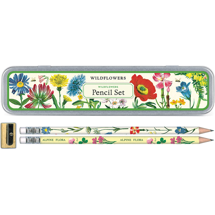 >Cavallini Pencil Set - Wildflowers (10 pencils + a tin)