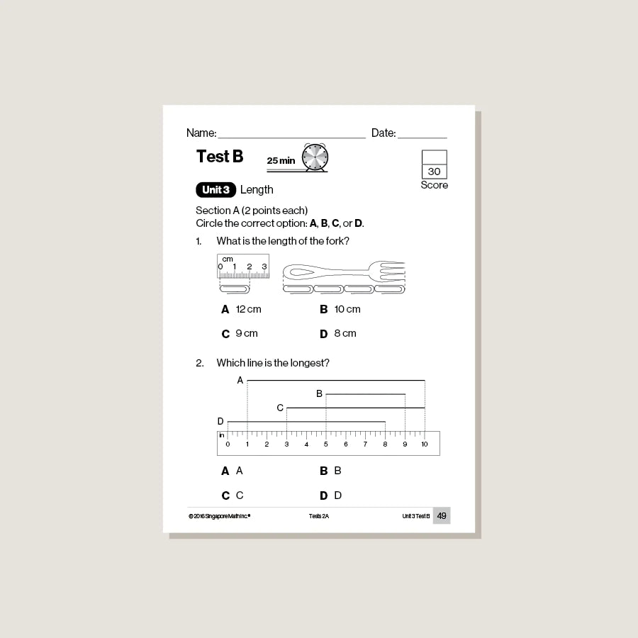 >Singapore Math Primary Mathematics Common Core Edition Tests 2A