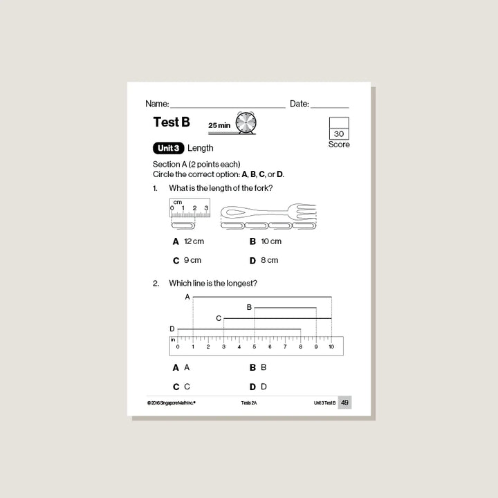 >Singapore Math Primary Mathematics Common Core Edition Tests 2A