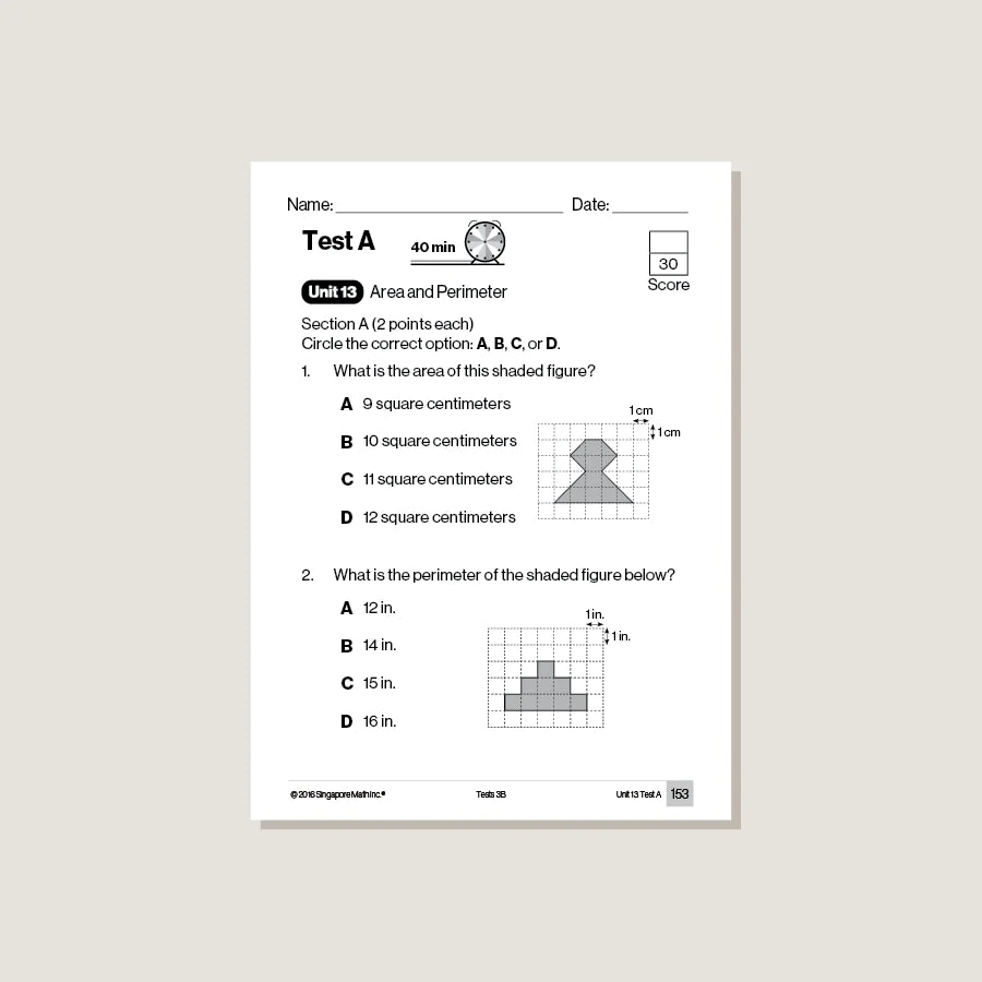 >Singapore Math Primary Mathematics Common Core Edition Tests 3B