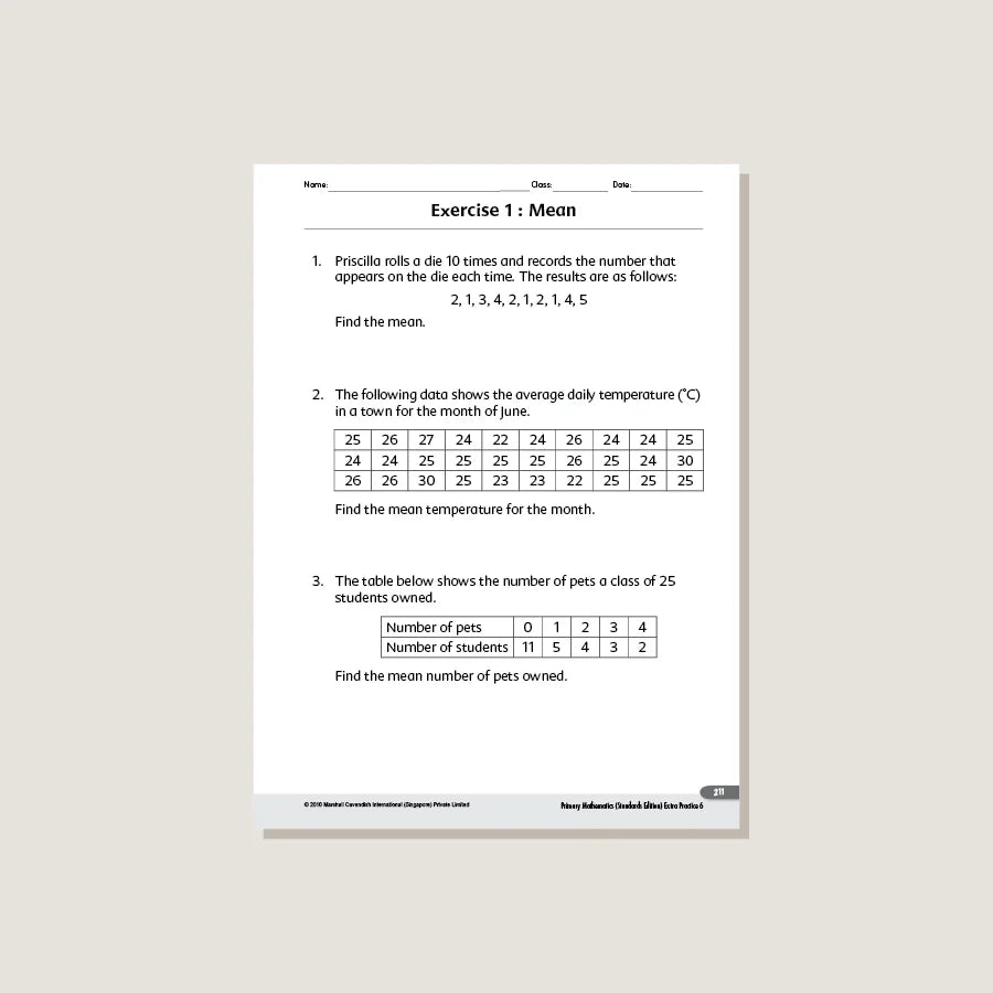 >Singapore Math Primary Mathematics Extra Practice Grade 6