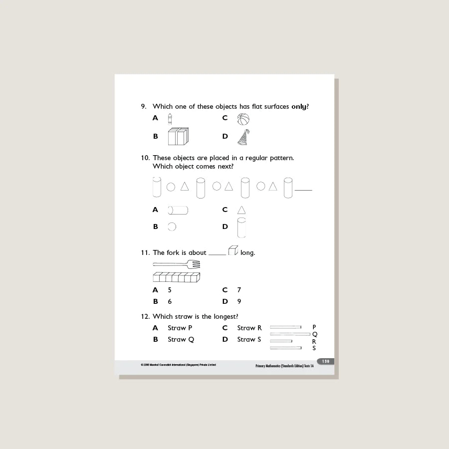 >Singapore Math Primary Mathematics Standards Edition Tests 1A