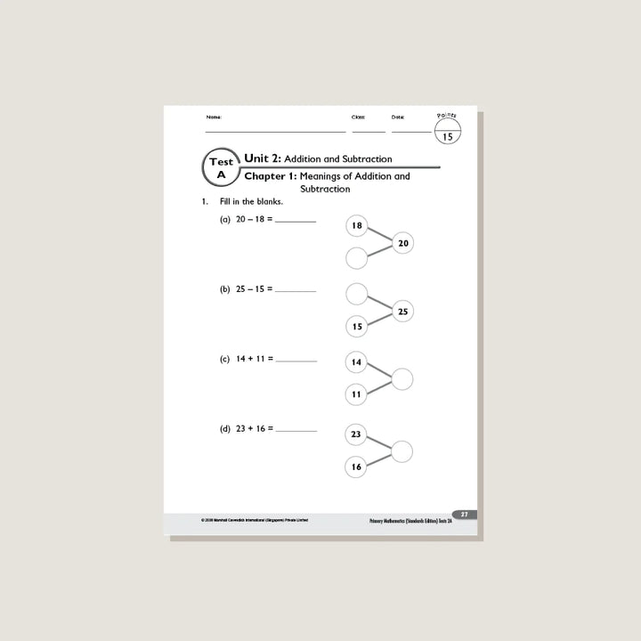 >Singapore Math Primary Mathematics Standards Edition Tests 2A