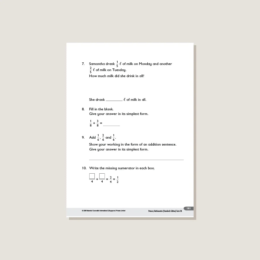 >Singapore Math Primary Mathematics Standards Edition Tests 3B