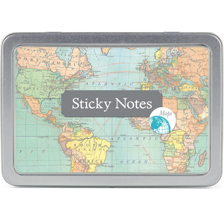 >Cavallini Sticky Notes - Vintage Map