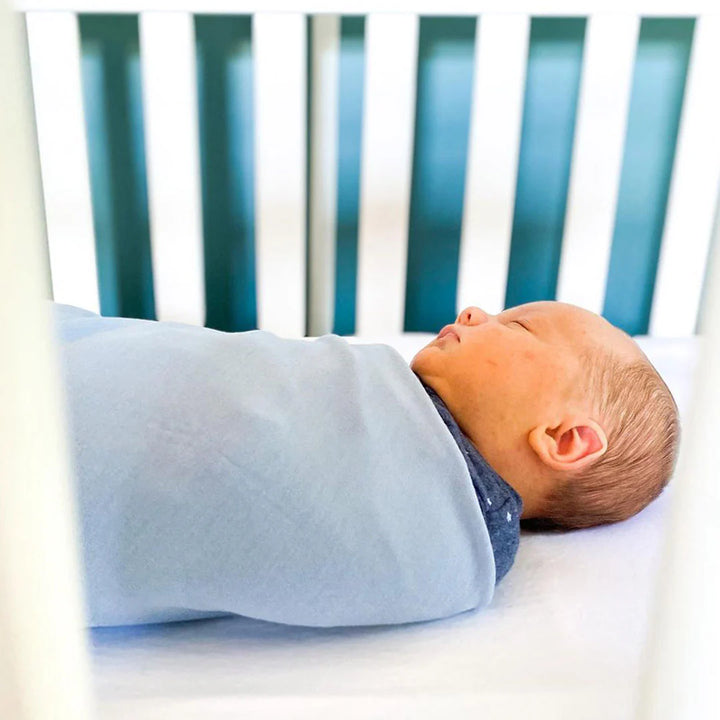 >Woolino Merino Wool Swaddle Blanket 39" x 35.5" - Blue