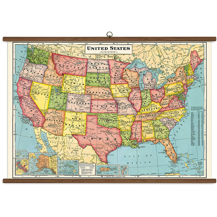 >Cavallini Vintage School Chart - United States Map - 40" x 28" (100 cm x 70 cm)