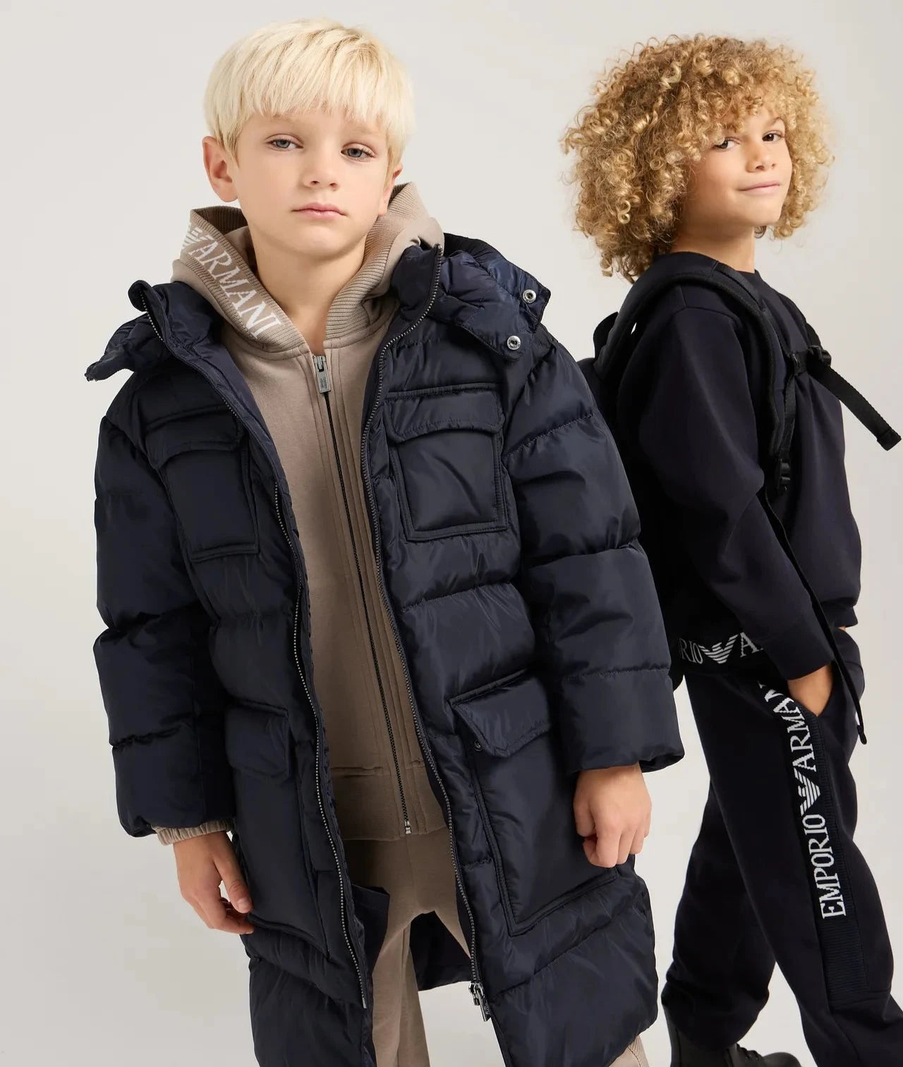 Emporio Armani Junior Caban Puffer Down Coat Navy Blue