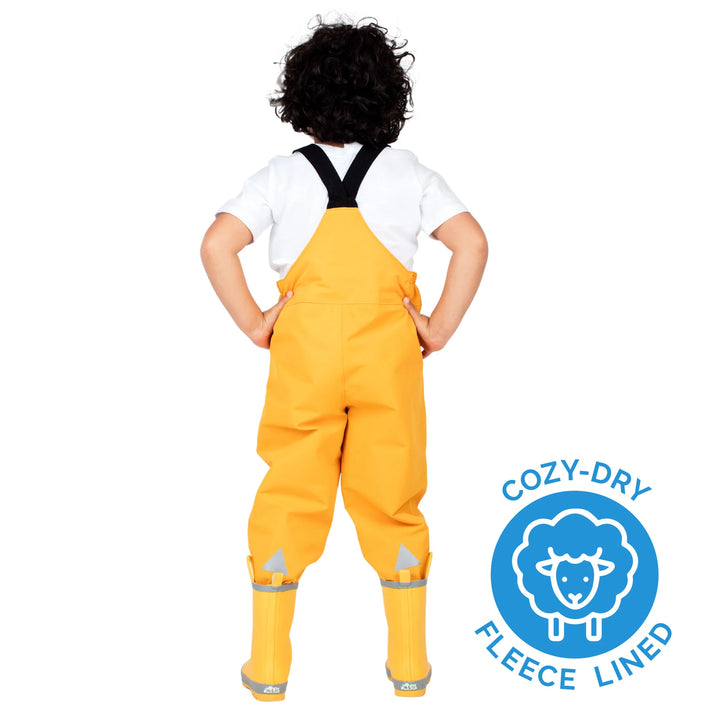 >Jan &amp; Jul Kids Fleece Lined Rain Overalls - Yellow