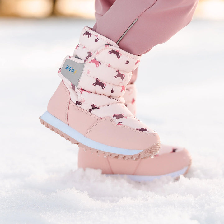 >Jan &amp; Jul Kids Toasty-Dry Tall Puffy Winter Boots - Pink Ponies