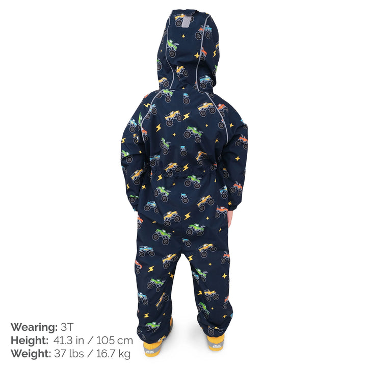 >Jan &amp; Jul Kids Fleece Lined Rain Suits - Big Trucks