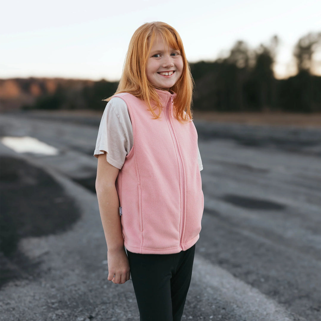 >Jan & Jul Kids Fleece Vest - Dusty Pink